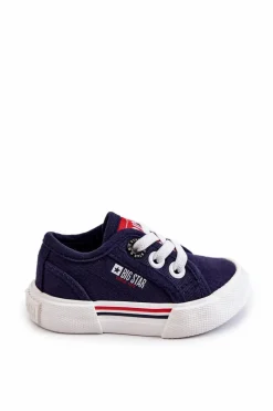 Chłopięce|Dziewczęce></noscript>Big Star Shoes Dziecięce Niskie Trampki Big Star JJ374163 Granatowe Niebieski