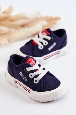 Chłopięce|Dziewczęce></noscript>Big Star Shoes Dziecięce Niskie Trampki Big Star JJ374163 Granatowe Niebieski
