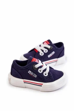 Chłopięce|Dziewczęce></noscript>Big Star Shoes Dziecięce Niskie Trampki Big Star JJ374163 Granatowe Niebieski