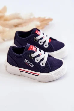 Chłopięce|Dziewczęce></noscript>Big Star Shoes Dziecięce Niskie Trampki Big Star JJ374163 Granatowe Niebieski