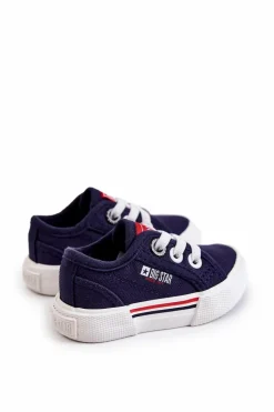 Chłopięce|Dziewczęce></noscript>Big Star Shoes Dziecięce Niskie Trampki Big Star JJ374163 Granatowe Niebieski