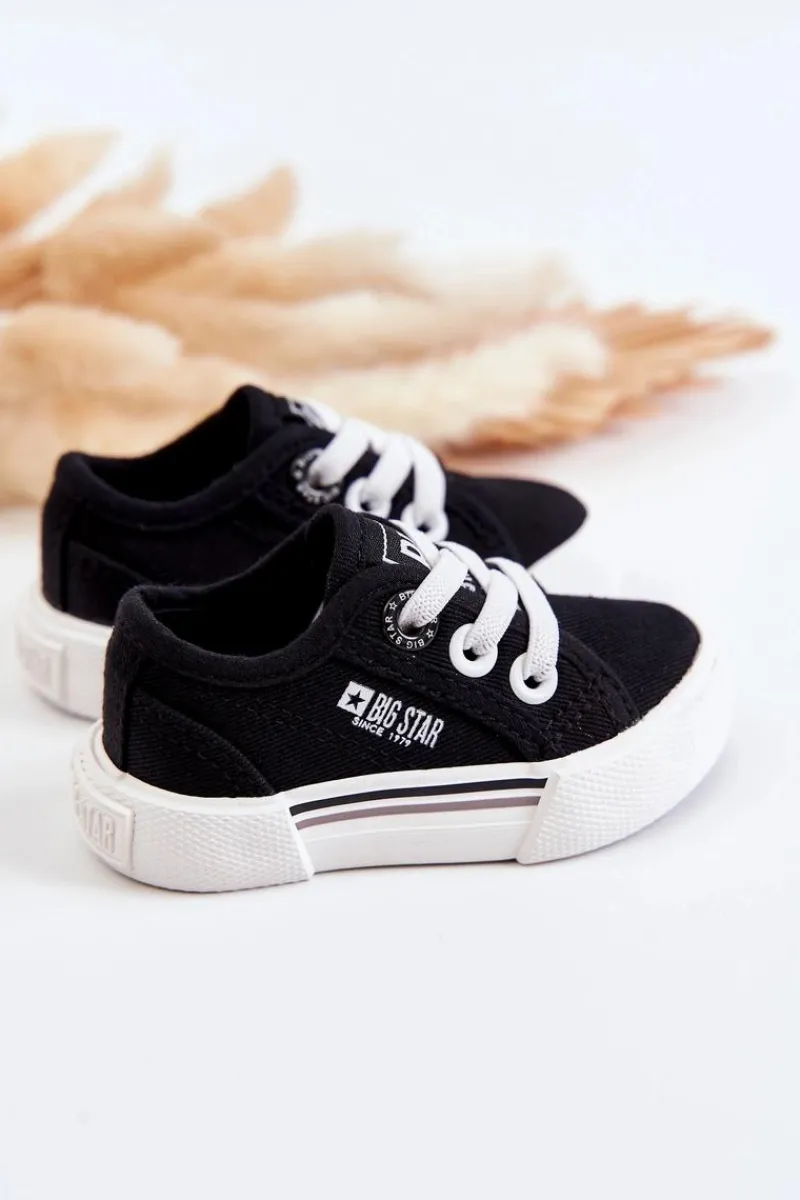 Online Dziecięce Niskie Trampki Big Star JJ374164 Czarne Dzieci Chłopięce|Dziewczęce