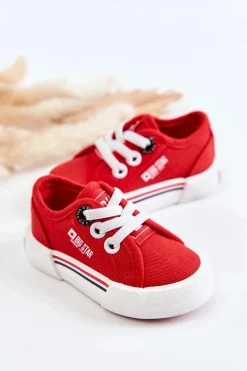 Online Big Star Shoes Dziecięce Niskie Trampki Big Star JJ374162 Czerwone Czerwony