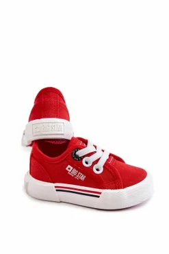 Online Big Star Shoes Dziecięce Niskie Trampki Big Star JJ374162 Czerwone Czerwony