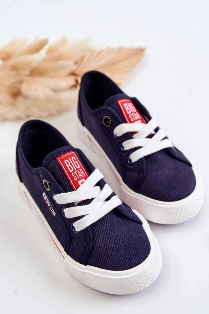 Sale Big Star Shoes Dziecięce Niskie Trampki Big Star JJ374173 Granatowe