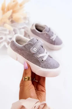 Chłopięce|Dziewczęce>Big Star Shoes Dziecięce Niskie Trampki Na Rzep BIG STAR JJ374107 Szare