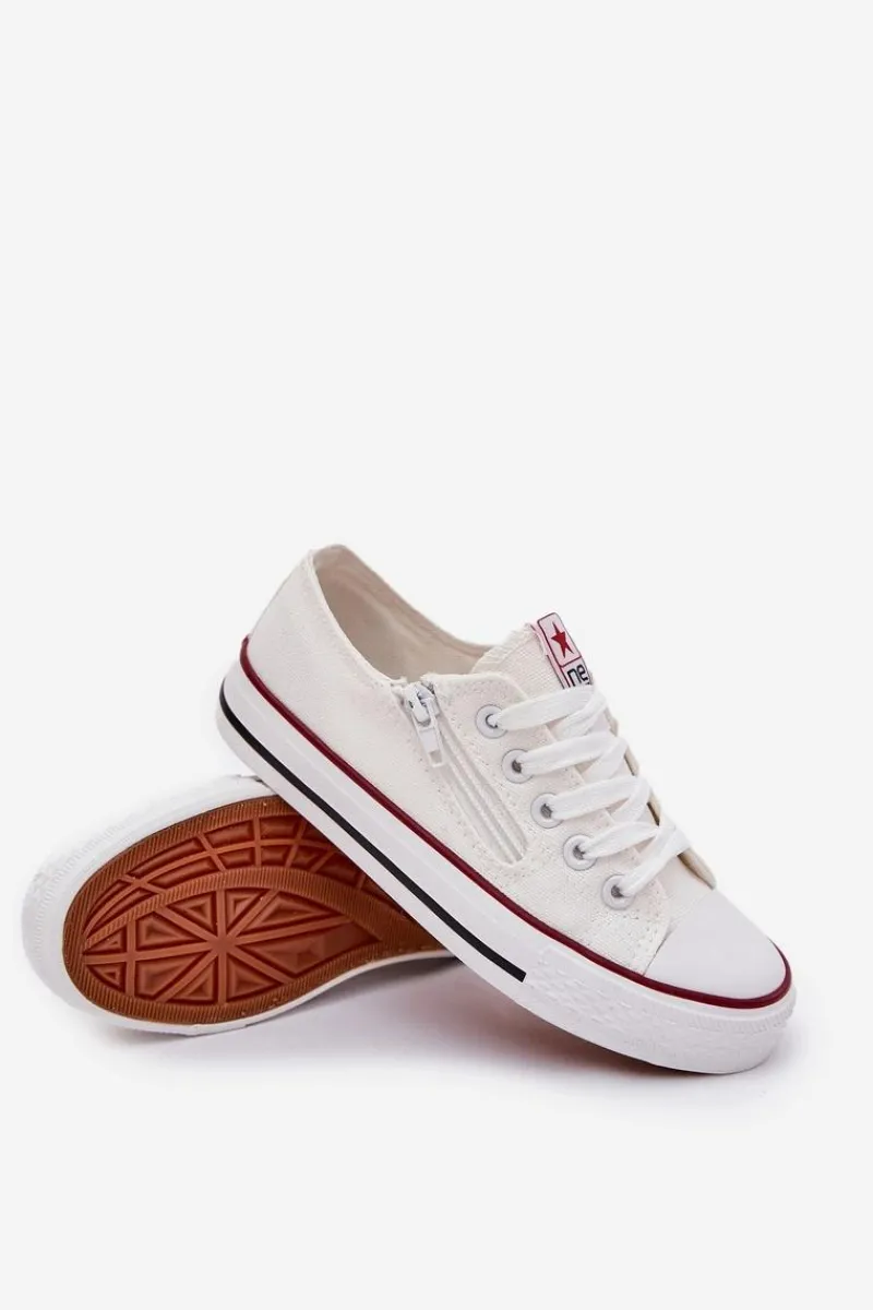 Clearance Dziecięce Niskie Trampki Sznurowane Białe Margo Dzieci Chłopięce|Dziewczęce