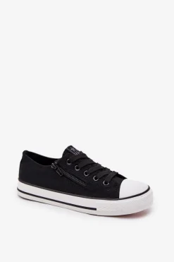 Chłopięce|Dziewczęce>Boto Dziecięce Niskie Trampki Sznurowane Czarne Margo