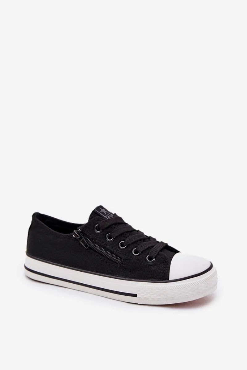 Chłopięce|Dziewczęce>Boto Dziecięce Niskie Trampki Sznurowane Czarne Margo