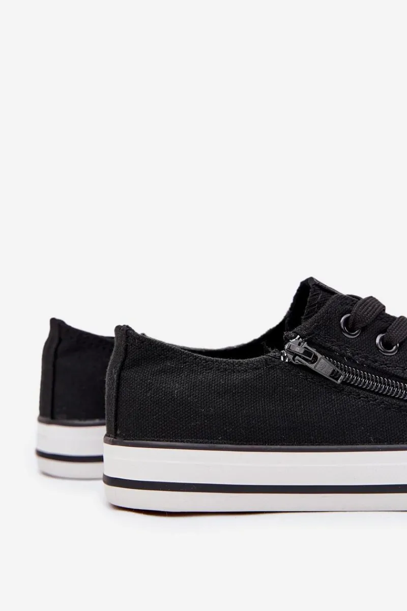 Chłopięce|Dziewczęce>Boto Dziecięce Niskie Trampki Sznurowane Czarne Margo