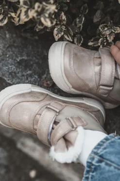 Chłopięce|Dziewczęce></noscript>Big Star Shoes Dziecięce Ocieplane Botki Na Rzepy Big Star KK374189 Beżowo-Złote