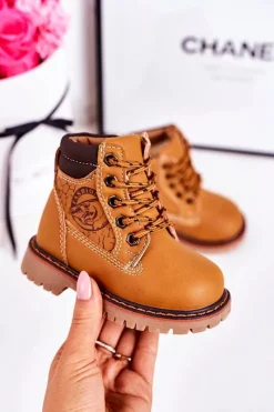 Boto Dziecięce Ocieplane Botki Traperki Na Gumowej Podeszwie Karmelowe Bobby