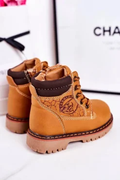 Boto Dziecięce Ocieplane Botki Traperki Na Gumowej Podeszwie Karmelowe Bobby