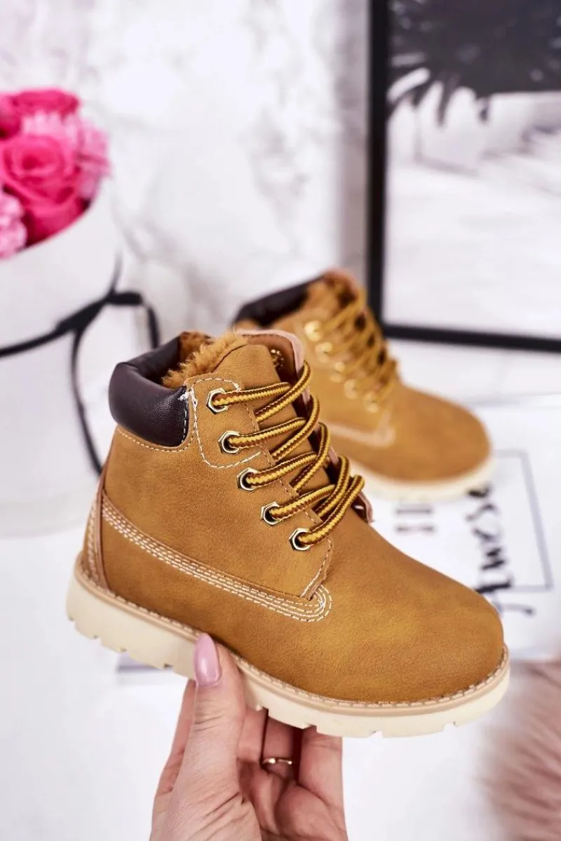 Outlet Boto Dziecięce Ocieplane Botki Traperki Karmelowe Woody