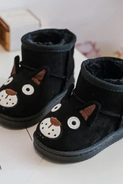 Chłopięce|Dziewczęce>Boto Dziecięce Ocieplane Botki Śniegowce Czarne Vavena