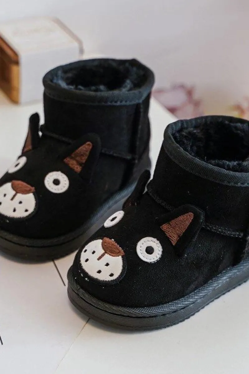 Chłopięce|Dziewczęce>Boto Dziecięce Ocieplane Botki Śniegowce Czarne Vavena