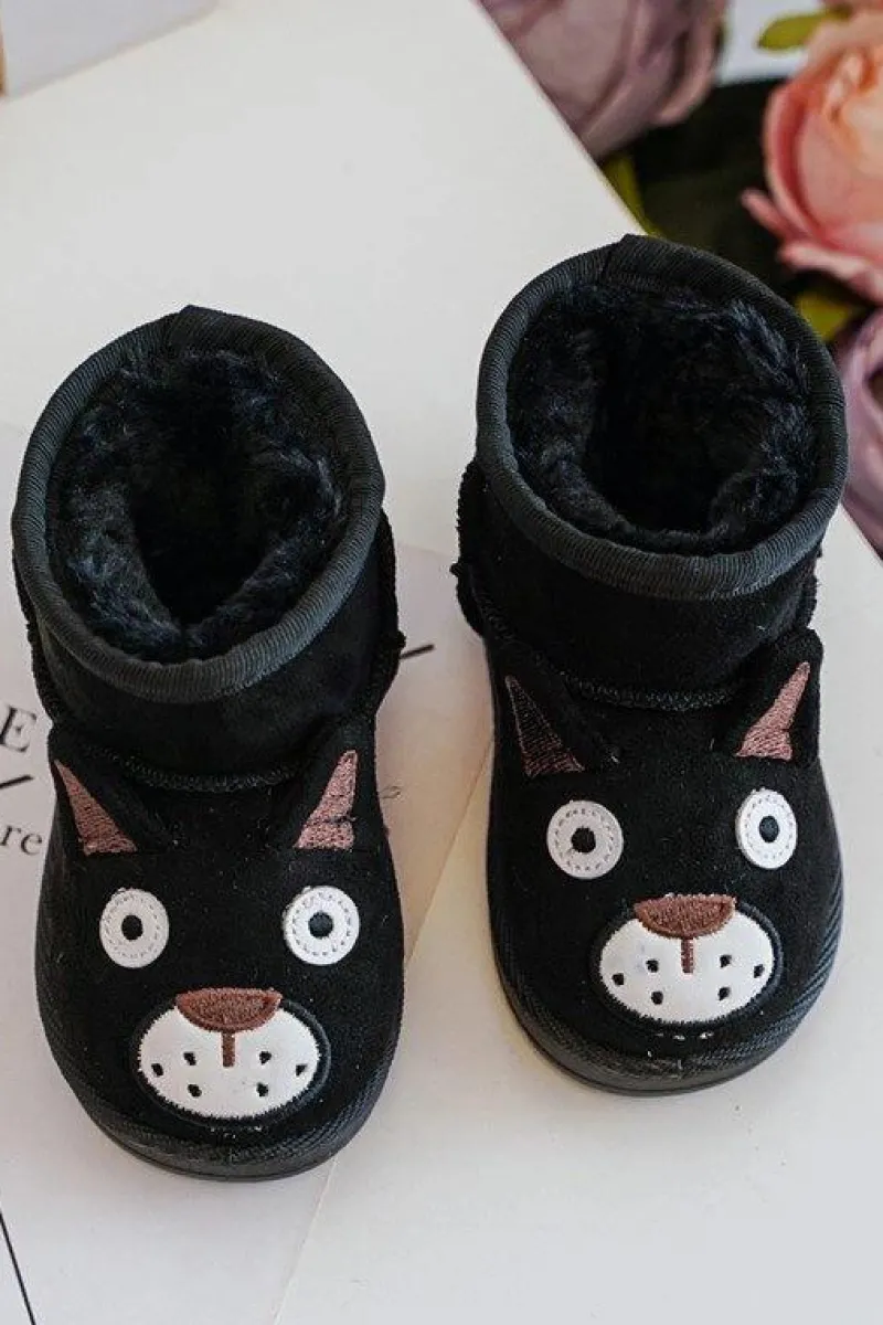 Chłopięce|Dziewczęce>Boto Dziecięce Ocieplane Botki Śniegowce Czarne Vavena