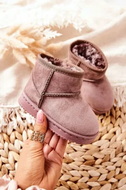 New Boto Dziecięce Ocieplane Botki Śniegowce Ciemny Beż Gooby Brązowy