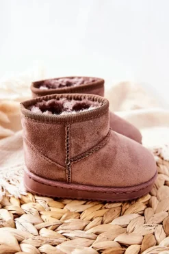 New Boto Dziecięce Ocieplane Botki Śniegowce Ciemny Beż Gooby Brązowy