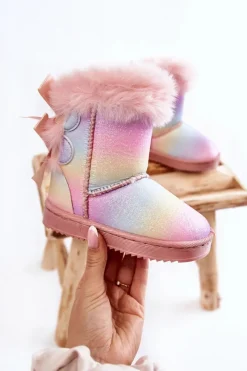 Hot Dziecięce Ocieplane Botki Z Kokardkami Śniegowce Wielokolorowe Funky Dzieci Dziewczęce|Dziewczęce