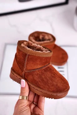 Dziewczęce|Chłopięce>Boto Dziecięce Ocieplane Botki Śniegowce Brązowe Gooby