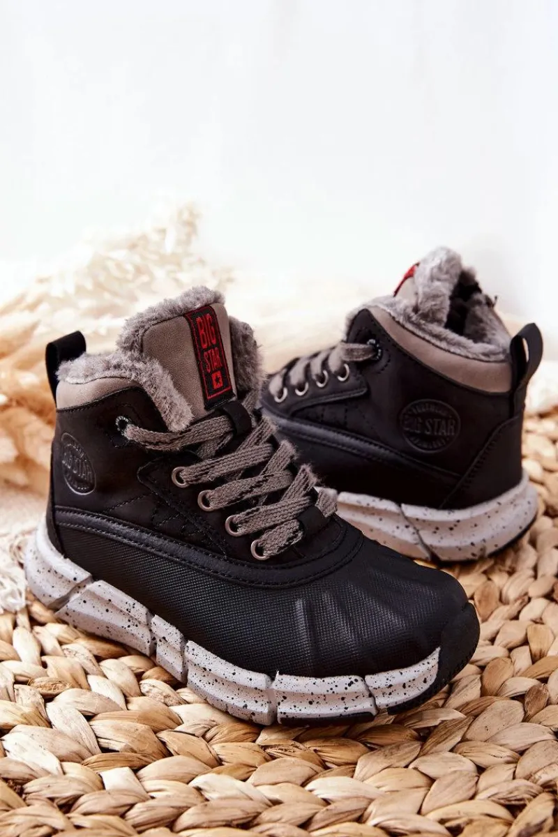 Clearance Dziecięce Ocieplane Botki Big Star II374074 Czarne Dzieci Chłopięce|Dziewczęce