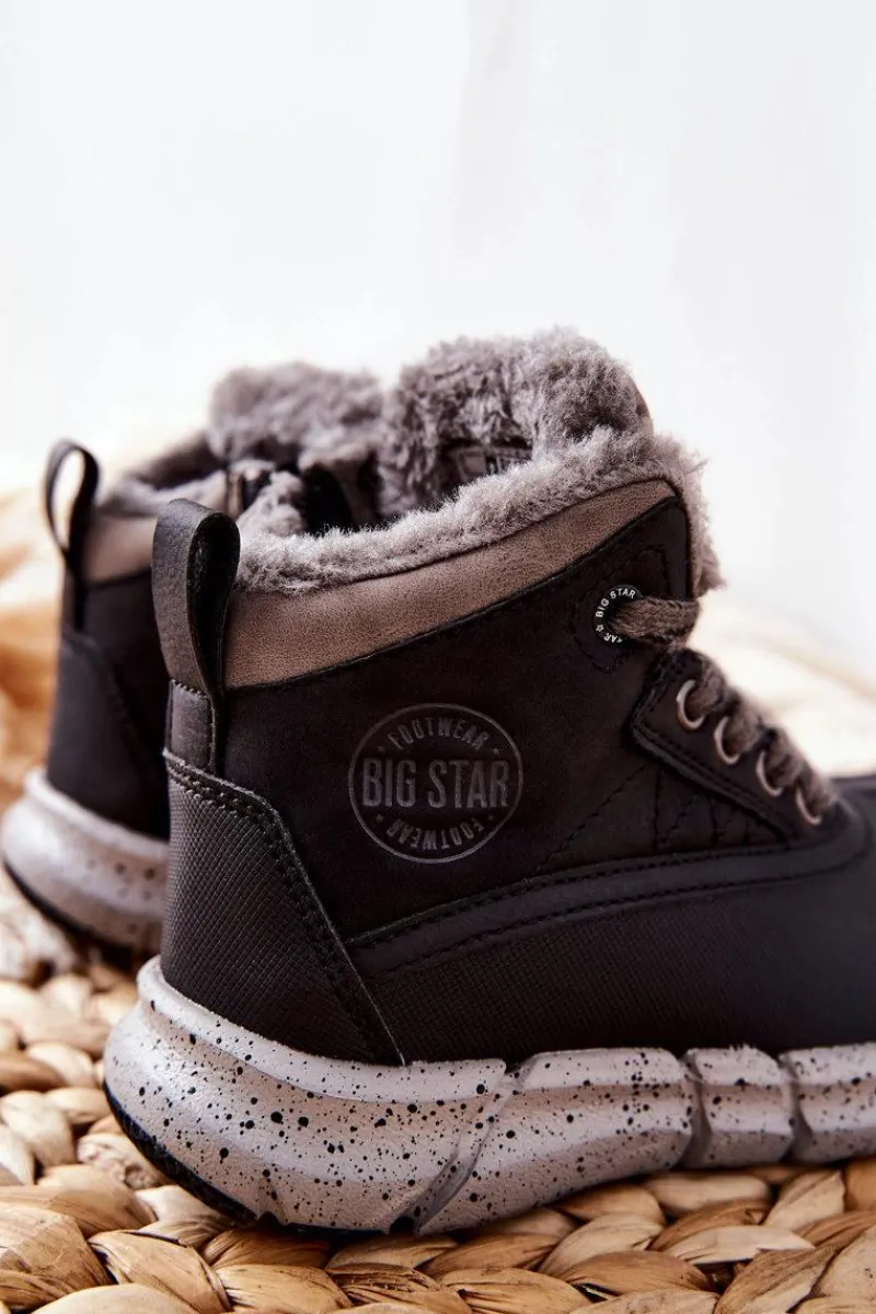 Clearance Dziecięce Ocieplane Botki Big Star II374074 Czarne Dzieci Chłopięce|Dziewczęce