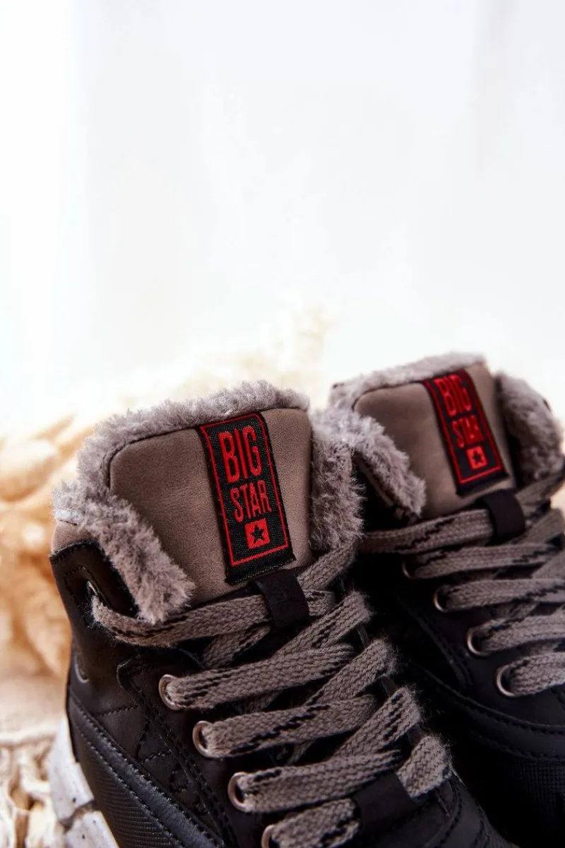 Clearance Dziecięce Ocieplane Botki Big Star II374074 Czarne Dzieci Chłopięce|Dziewczęce