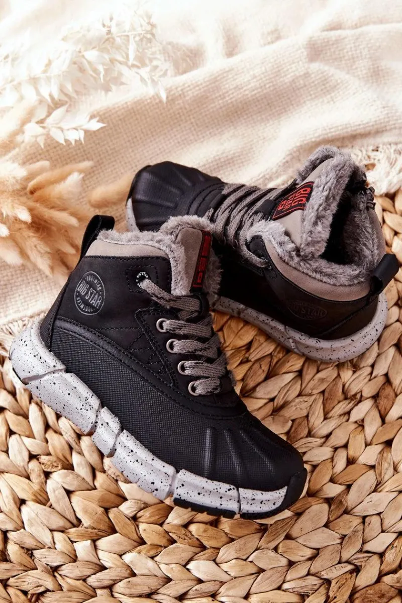 Clearance Dziecięce Ocieplane Botki Big Star II374074 Czarne Dzieci Chłopięce|Dziewczęce