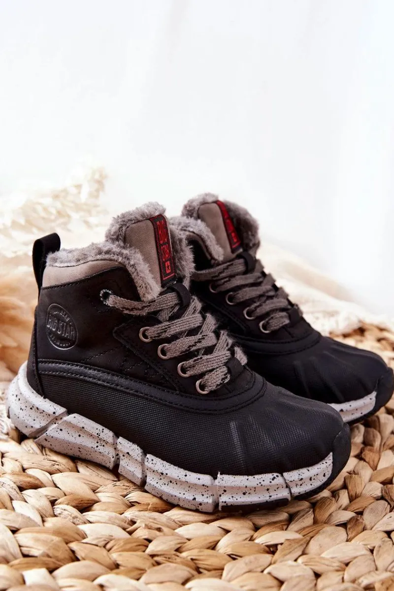 Clearance Dziecięce Ocieplane Botki Big Star II374074 Czarne Dzieci Chłopięce|Dziewczęce