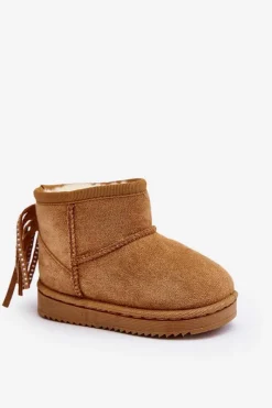 Outlet Boto Dziecięce Ocieplane Botki Śniegowce Z Frędzlami Camel Mikyla Brązowy