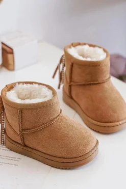 Outlet Boto Dziecięce Ocieplane Botki Śniegowce Z Frędzlami Camel Mikyla Brązowy