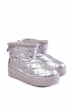 Sale Big Star Shoes Dziecięce Ocieplane Botki Śniegowce Big Star KK374241 Srebrne Srebrny