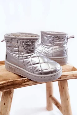 Sale Big Star Shoes Dziecięce Ocieplane Botki Śniegowce Big Star KK374241 Srebrne Srebrny