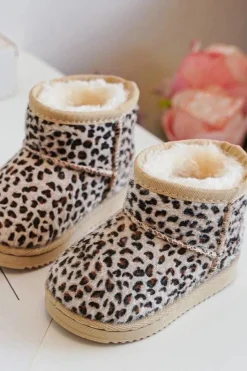 Dziewczęce|Chłopięce>Boto Dziecięce Ocieplane Botki Śniegowce Beżowe Gooby - Panterka