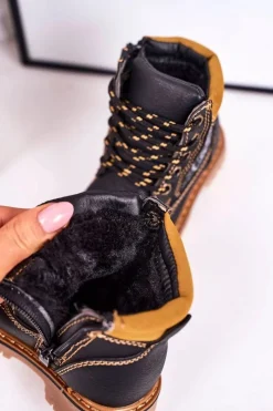 Online Dziecięce Ocieplane Botki Traperki Na Gumowej Podeszwie Czarne Bobby Dzieci Chłopięce