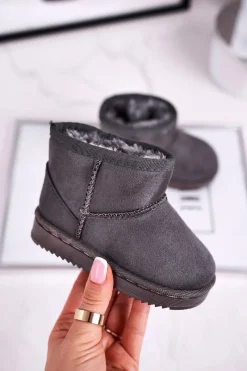 New Dziecięce Ocieplane Botki Śniegowce Szare Gooby Dzieci Dziewczęce|Chłopięce