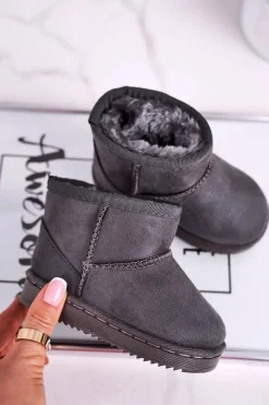 New Dziecięce Ocieplane Botki Śniegowce Szare Gooby Dzieci Dziewczęce|Chłopięce