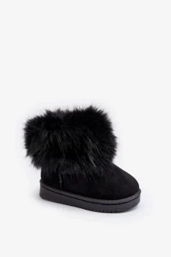 Boto Dziecięce Ocieplane Botki Śniegowce Z Futerkiem Czarne Nohie