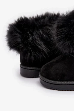 Boto Dziecięce Ocieplane Botki Śniegowce Z Futerkiem Czarne Nohie