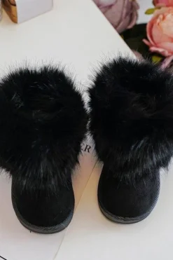 Boto Dziecięce Ocieplane Botki Śniegowce Z Futerkiem Czarne Nohie