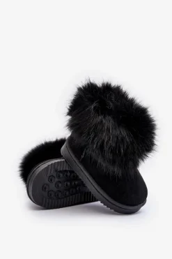 Boto Dziecięce Ocieplane Botki Śniegowce Z Futerkiem Czarne Nohie