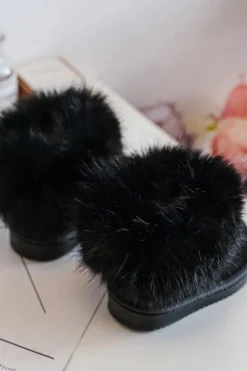 Boto Dziecięce Ocieplane Botki Śniegowce Z Futerkiem Czarne Nohie