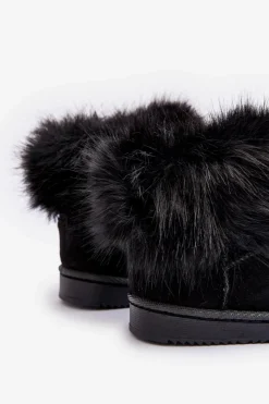 Boto Dziecięce Ocieplane Botki Śniegowce Z Futerkiem Czarne Nohie