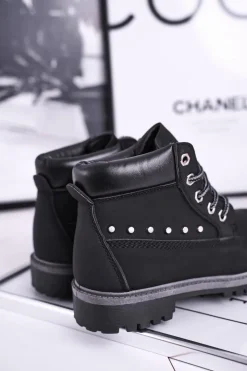 Clearance Boto Dziecięce Ocieplane Botki z Ćwiekami Czarne Gonzo