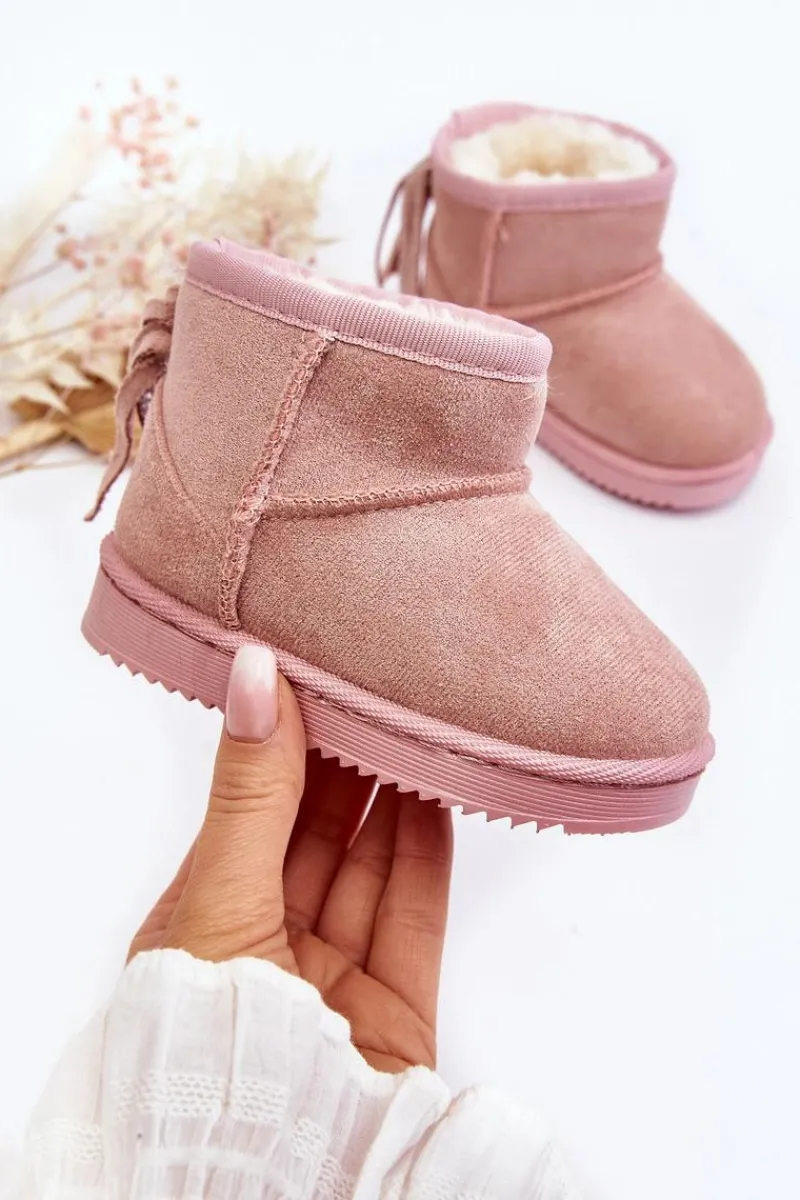 Sale Boto Dziecięce Ocieplane Botki Śniegowce Z Frędzlami Różowe Mikyla Różowy
