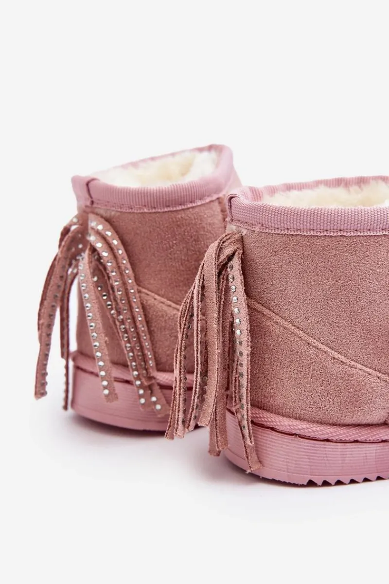 Sale Boto Dziecięce Ocieplane Botki Śniegowce Z Frędzlami Różowe Mikyla Różowy