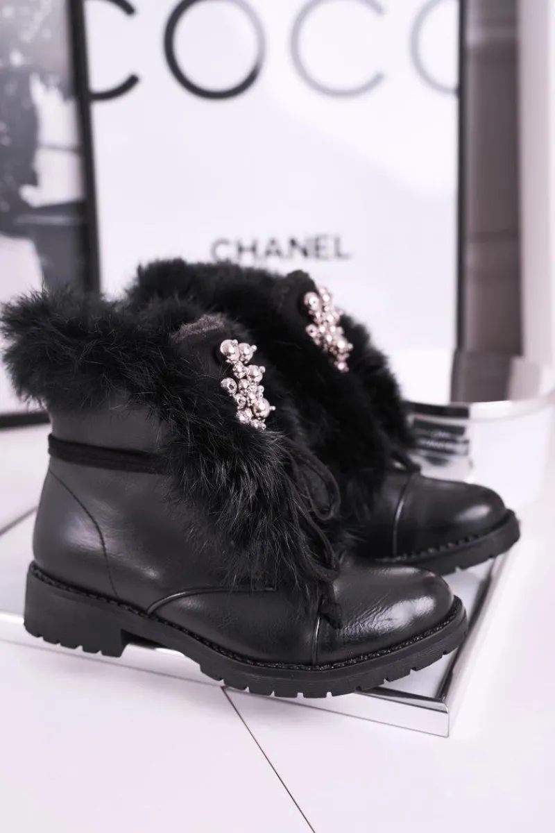 Sale Boto Dziecięce Ocieplane Botki Z Futerkiem Czarne Ella