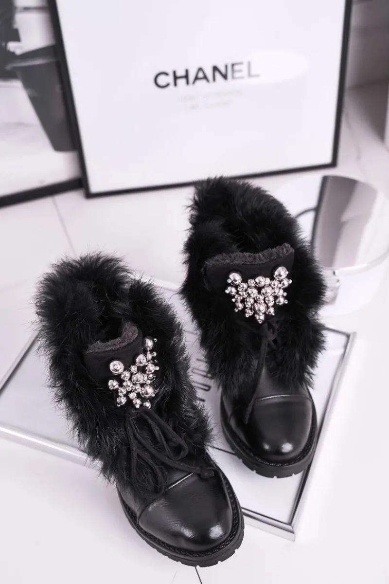 Sale Boto Dziecięce Ocieplane Botki Z Futerkiem Czarne Ella