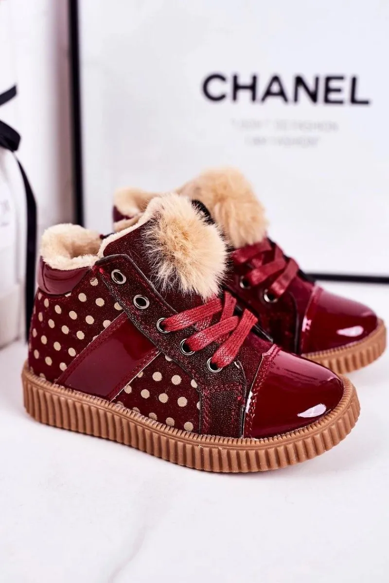 Discount Boto Dziecięce Ocieplane Botki Trampki W Groszki Czerwone Anastasia